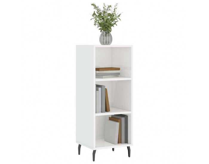 Sonata H Сайдборд, бял гланц, 34,5x32,5x90 см, инженерно дърво