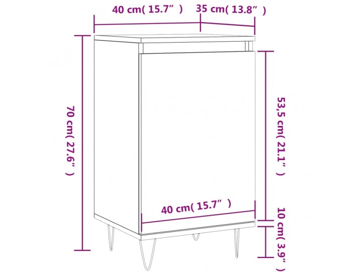 Sonata H Бюфет опушен дъб 40x35x70 см инженерно дърво