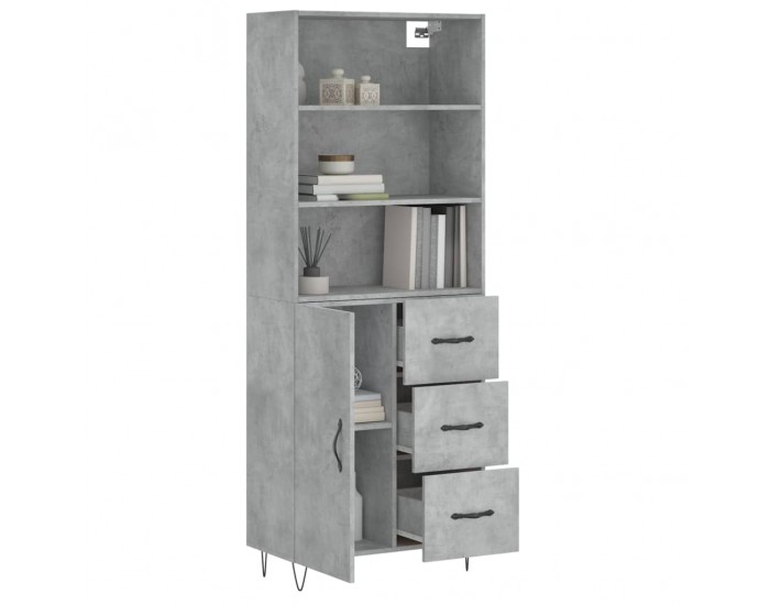 Sonata Dulap înalt, gri beton, 69,5x34x180, lemn compozit