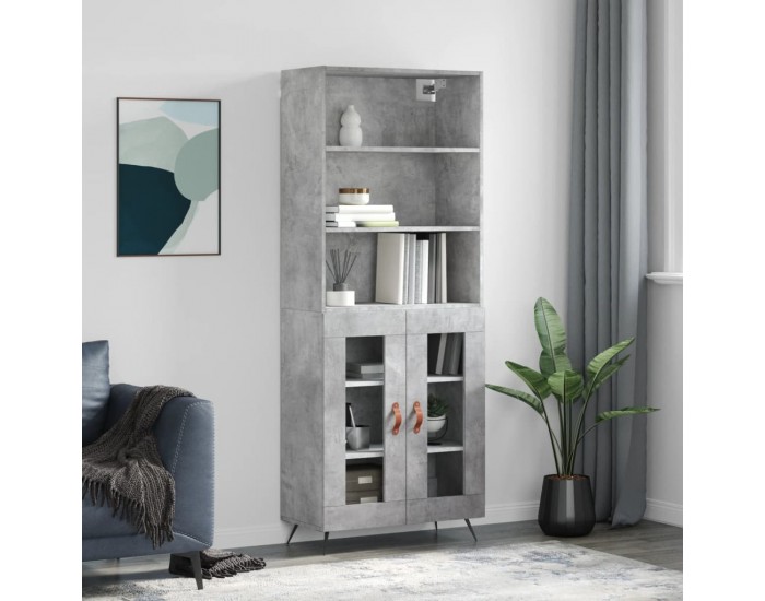 Sonata H Висок шкаф, бетонно сив, 69,5x34x180 см, инженерно дърво