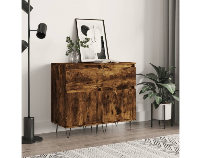 Sonata H Бюфети 2 бр опушен дъб 40x35x70 см инженерно дърво