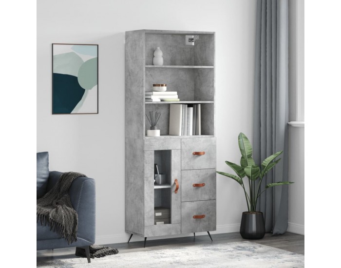 Sonata H Висок шкаф, бетонно сив, 69,5x34x180 см, инженерно дърво