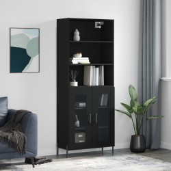 Sonata H Висок шкаф, черен, 69,5x34x180 см, инженерно дърво - Corpuri, vitrine, biblioteci modulare