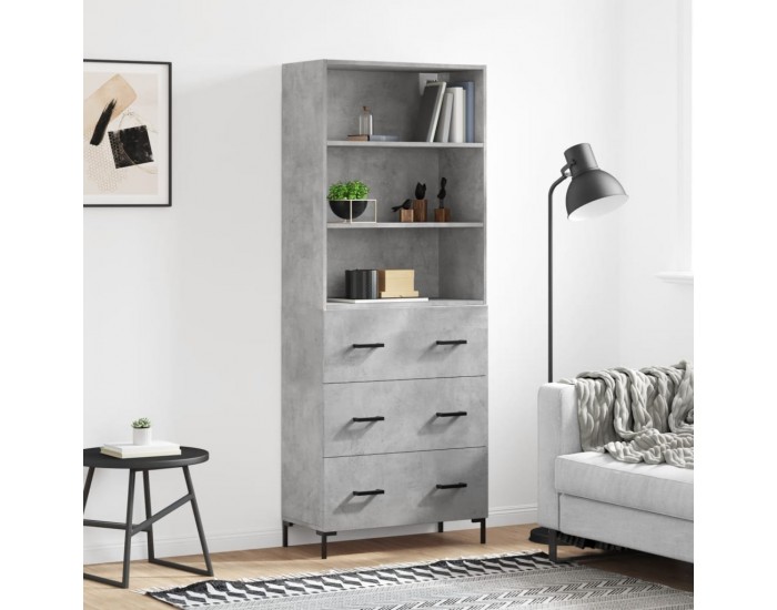 Sonata H Висок шкаф, бетонно сив, 69,5x34x180 см, инженерно дърво