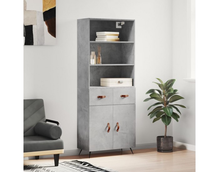Sonata H Висок шкаф, бетонно сив, 69,5x34x180 см, инженерно дърво