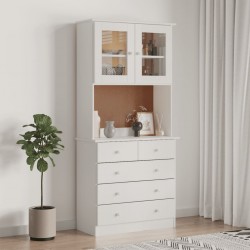 Sonata H Висок шкаф ALTA, бял, 77x35x165 см, борово дърво масив - Corpuri, vitrine, biblioteci modulare