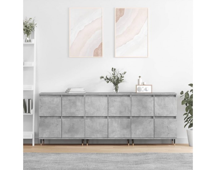 Sonata H Сайдборди, 3 бр, бетонно сиви, инженерно дърво