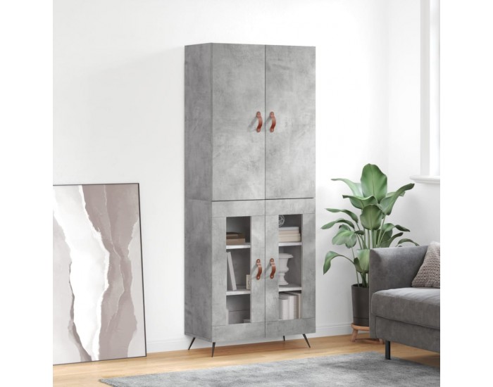 Sonata H Висок шкаф, бетонно сив, 69,5x34x180 см, инженерно дърво