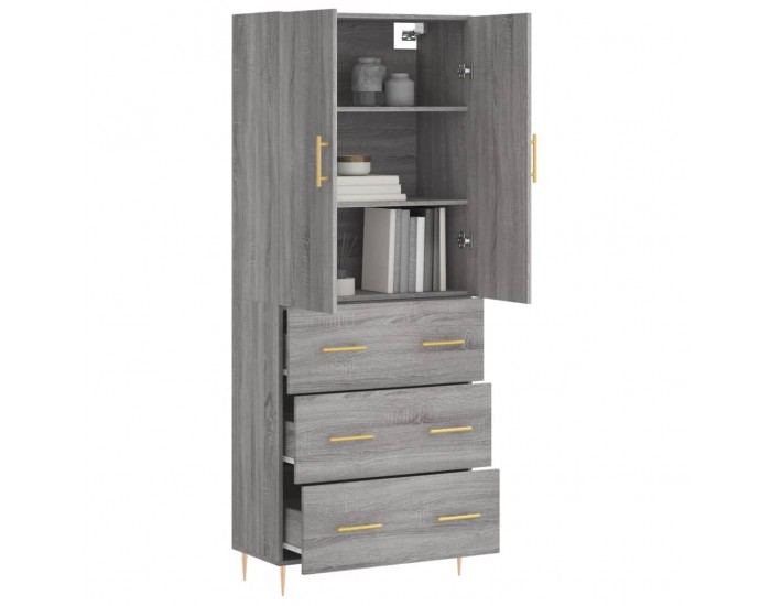 Sonata Dulap înalt, gri sonoma, 69,5x34x180 cm, lemn compozit