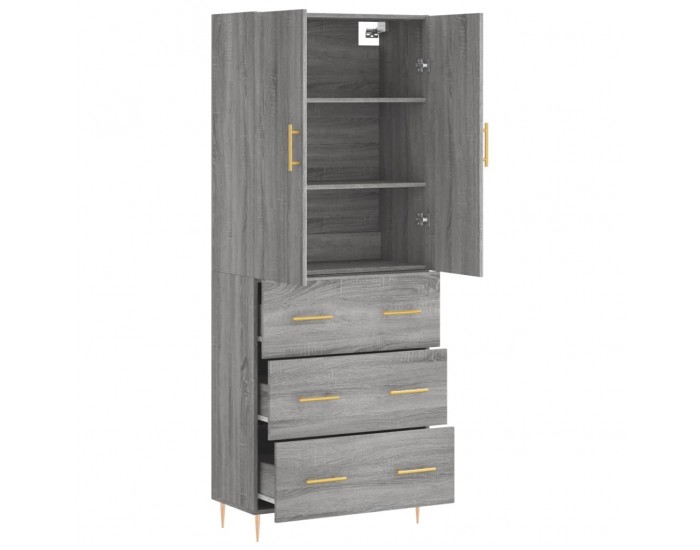 Sonata Dulap înalt, gri sonoma, 69,5x34x180 cm, lemn compozit