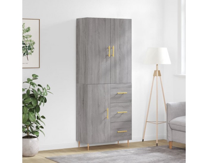 Sonata H Висок шкаф, сив сонома, 69,5x34x180 см, инженерно дърво