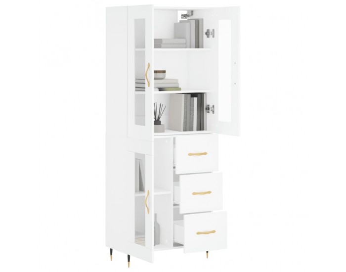 Sonata Dulap înalt, alb, 69,5x34x180 cm, lemn compozit