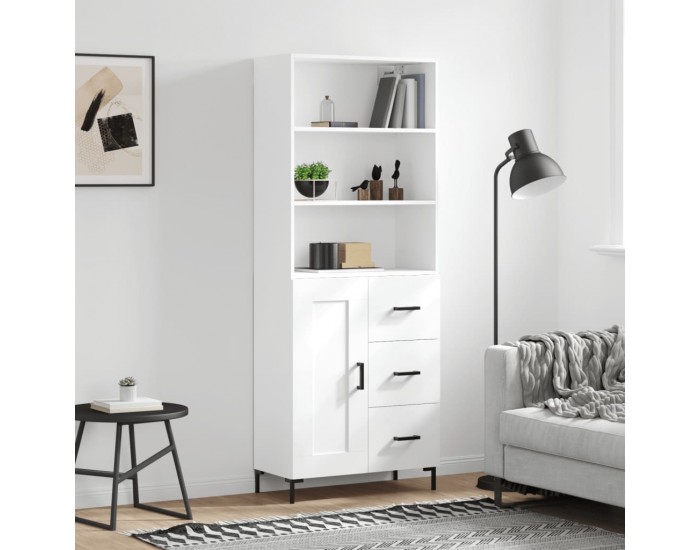 Sonata Dulap înalt, alb, 69,5x34x180 cm, lemn compozit
