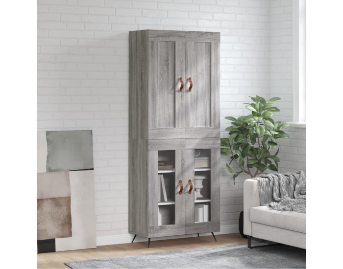 Sonata Dulap înalt, gri sonoma, 69,5x34x180 cm, lemn compozit