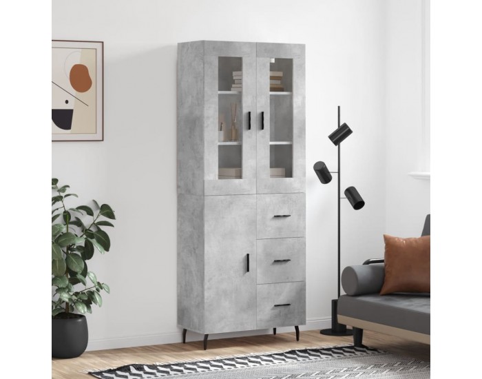 Sonata H Висок шкаф, бетонно сив, 69,5x34x180 см, инженерно дърво