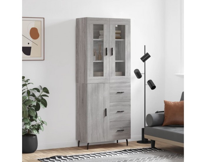 Sonata Dulap înalt, gri sonoma, 69,5x34x180 cm, lemn compozit