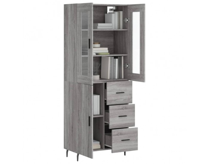 Sonata Dulap înalt, gri sonoma, 69,5x34x180 cm, lemn compozit