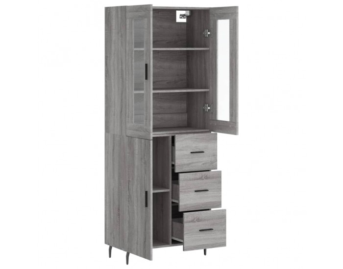 Sonata Dulap înalt, gri sonoma, 69,5x34x180 cm, lemn compozit