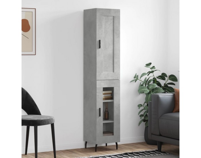 Sonata H Висок шкаф, бетонно сив, 34,5x34x180 см, инженерно дърво