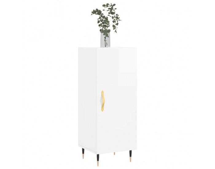 Sonata H Сайдборд, бял гланц, 34,5x34x90 см, инженерно дърво