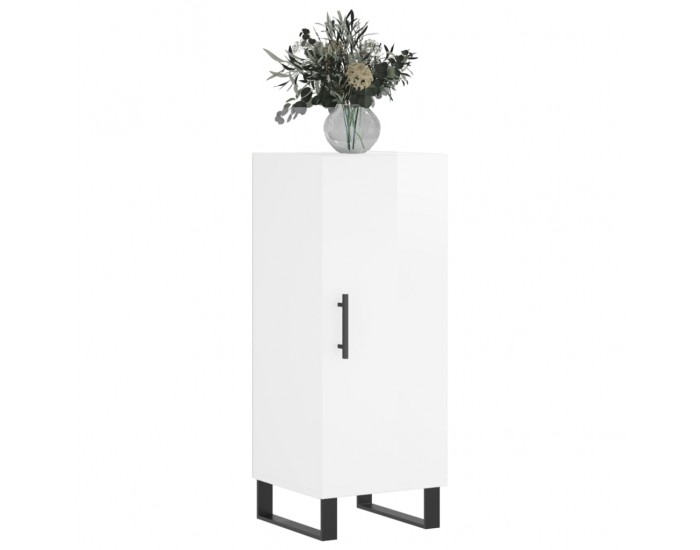 Sonata H Сайдборд, бял гланц, 34,5x34x90 см, инженерно дърво