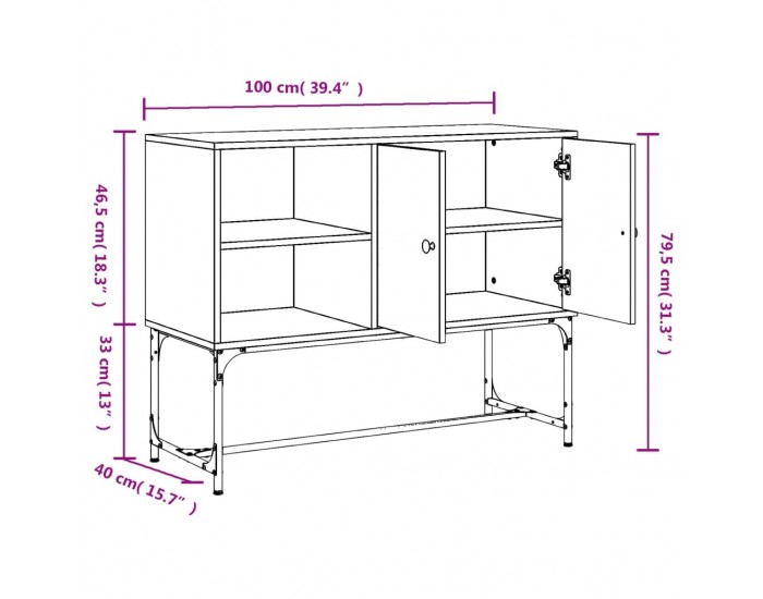 Sonata H Бюфет опушен дъб 100x40x79,5 см инженерно дърво