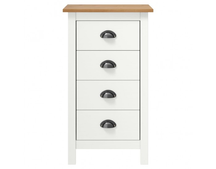 Sonata H Сайдборд Hill бял 46x35x80 см борово дърво масив