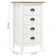 Sonata H Сайдборд Hill бял 46x35x80 см борово дърво масив