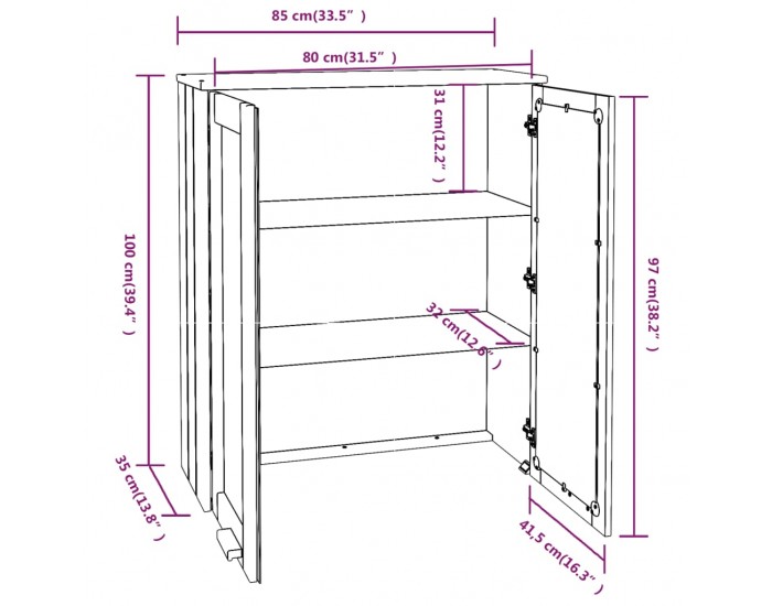 Sonata H Надстройка за шкаф HAMAR светлосива 85x35x100 см бор масив