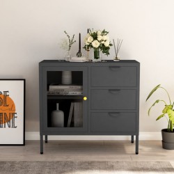 Sonata H Бюфет, антрацит, 75x35x70 см, стомана и закалено стъкло - Living