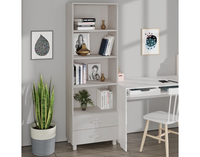 Sonata H Висок шкаф HAMAR, бял, 60x35x180 см, борово дърво масив