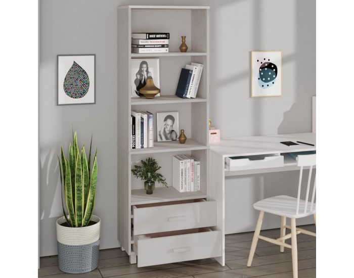 Sonata H Висок шкаф HAMAR, бял, 60x35x180 см, борово дърво масив