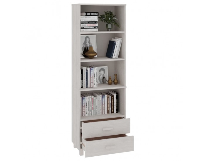 Sonata H Висок шкаф HAMAR, бял, 60x35x180 см, борово дърво масив
