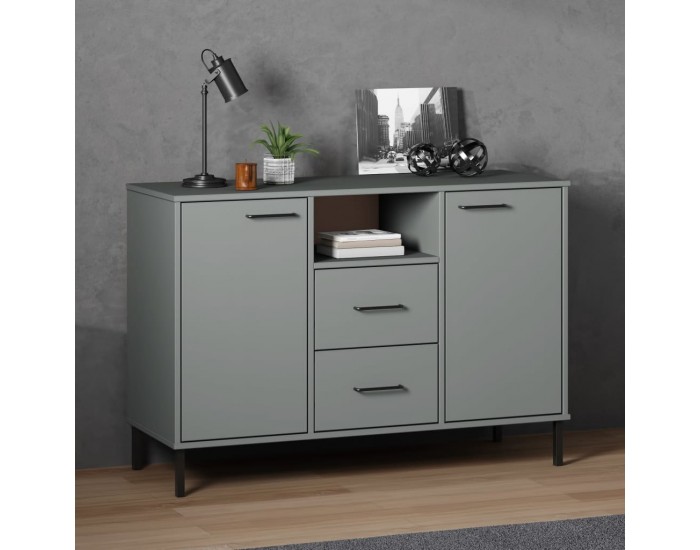Sonata H Бюфет с метални крака сива 113x40x77 см масивно дърво OSLO