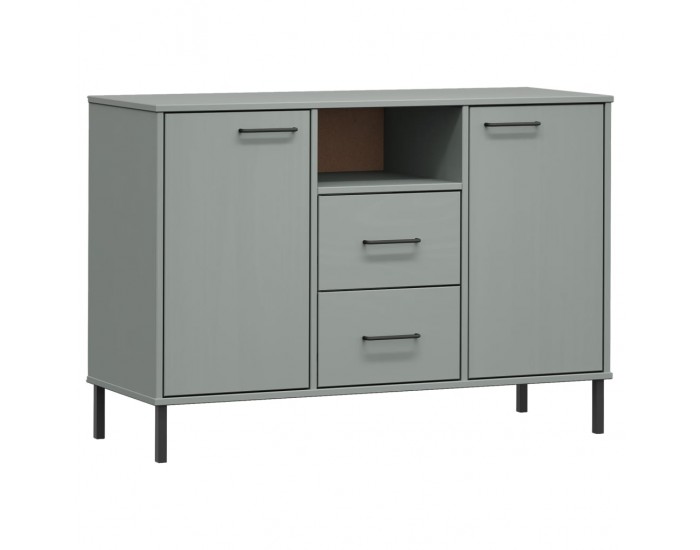 Sonata H Бюфет с метални крака сива 113x40x77 см масивно дърво OSLO