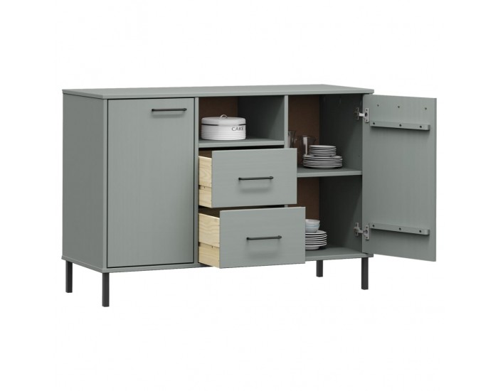 Sonata H Бюфет с метални крака сива 113x40x77 см масивно дърво OSLO