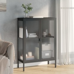 Sonata H Сайдборд, черен, 75x35x105 см, стъкло и стомана - Corpuri, vitrine, biblioteci modulare