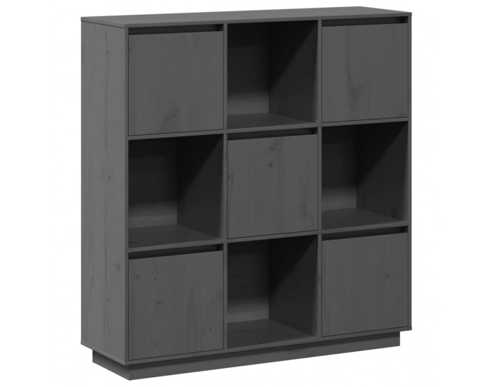 Sonata H Висок шкаф, сив, 110,5x35x117 см, борово дърво масив