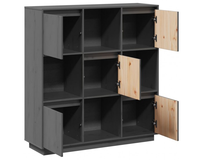 Sonata H Висок шкаф, сив, 110,5x35x117 см, борово дърво масив