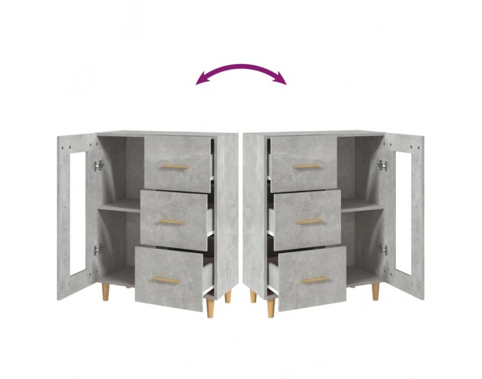 Sonata Dulap, gri beton, 69,5x34x90 cm, lemn compozit