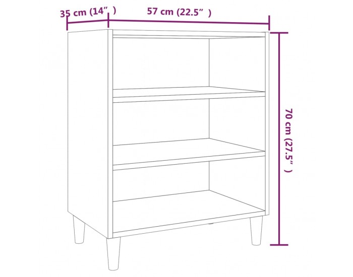 Sonata H Бюфет опушен дъб 57x35x70 см инженерно дърво