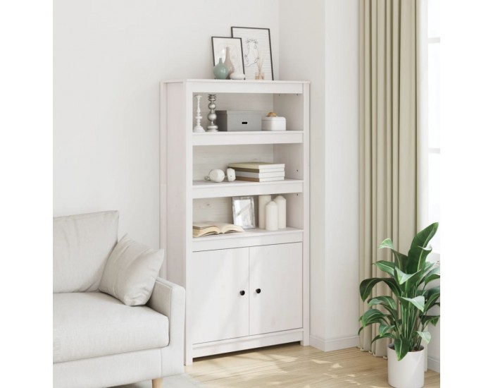 Sonata H Висок шкаф, бял, 80x35x154 см, борово дърво масив