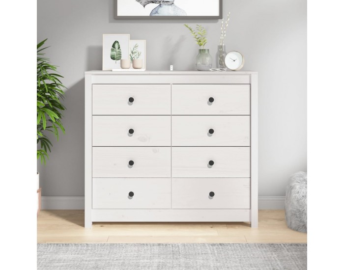 Sonata H Страничен шкаф бял 100x40x90 см борово дърво масив