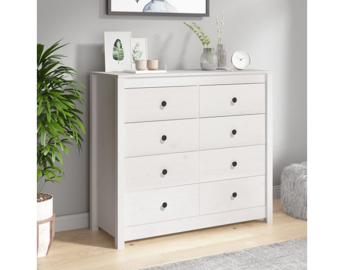 Sonata H Страничен шкаф бял 100x40x90 см борово дърво масив