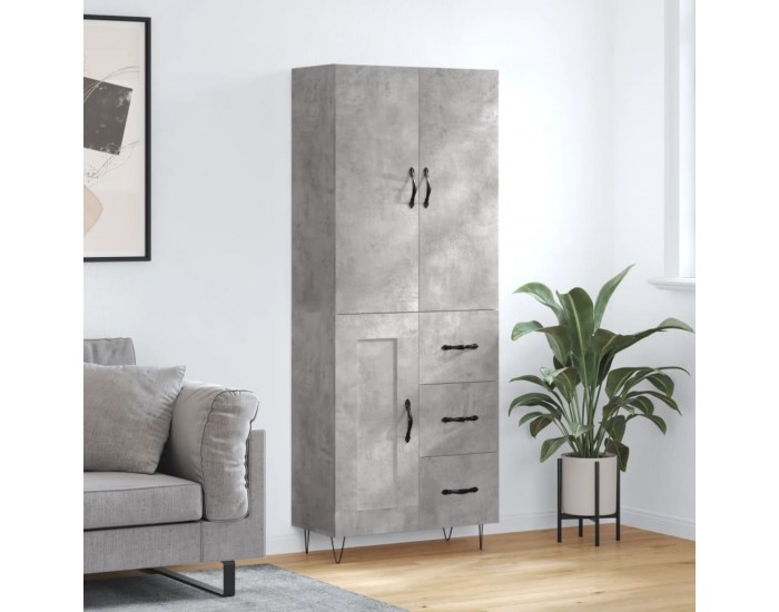 Sonata H Висок шкаф, бетонно сив, 69,5x34x180 см, инженерно дърво