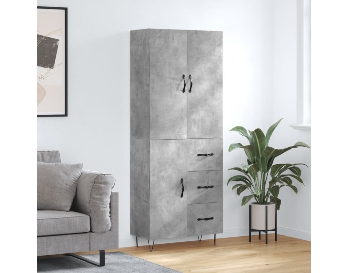 Sonata H Висок шкаф, бетонно сив, 69,5x34x180 см, инженерно дърво