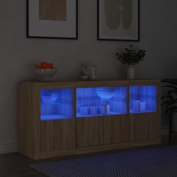 Sonata H Сайдборд с LED светлини, сонома дъб, 142,5x37x67 см - Corpuri, vitrine, biblioteci modulare