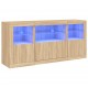 Sonata H Сайдборд с LED светлини, сонома дъб, 142,5x37x67 см
