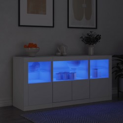 Sonata H Сайдборд с LED светлини, бял, 142,5x37x67 см - Corpuri, vitrine, biblioteci modulare