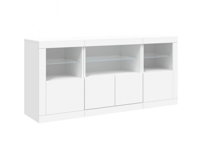 Sonata H Сайдборд с LED светлини, бял, 142,5x37x67 см
